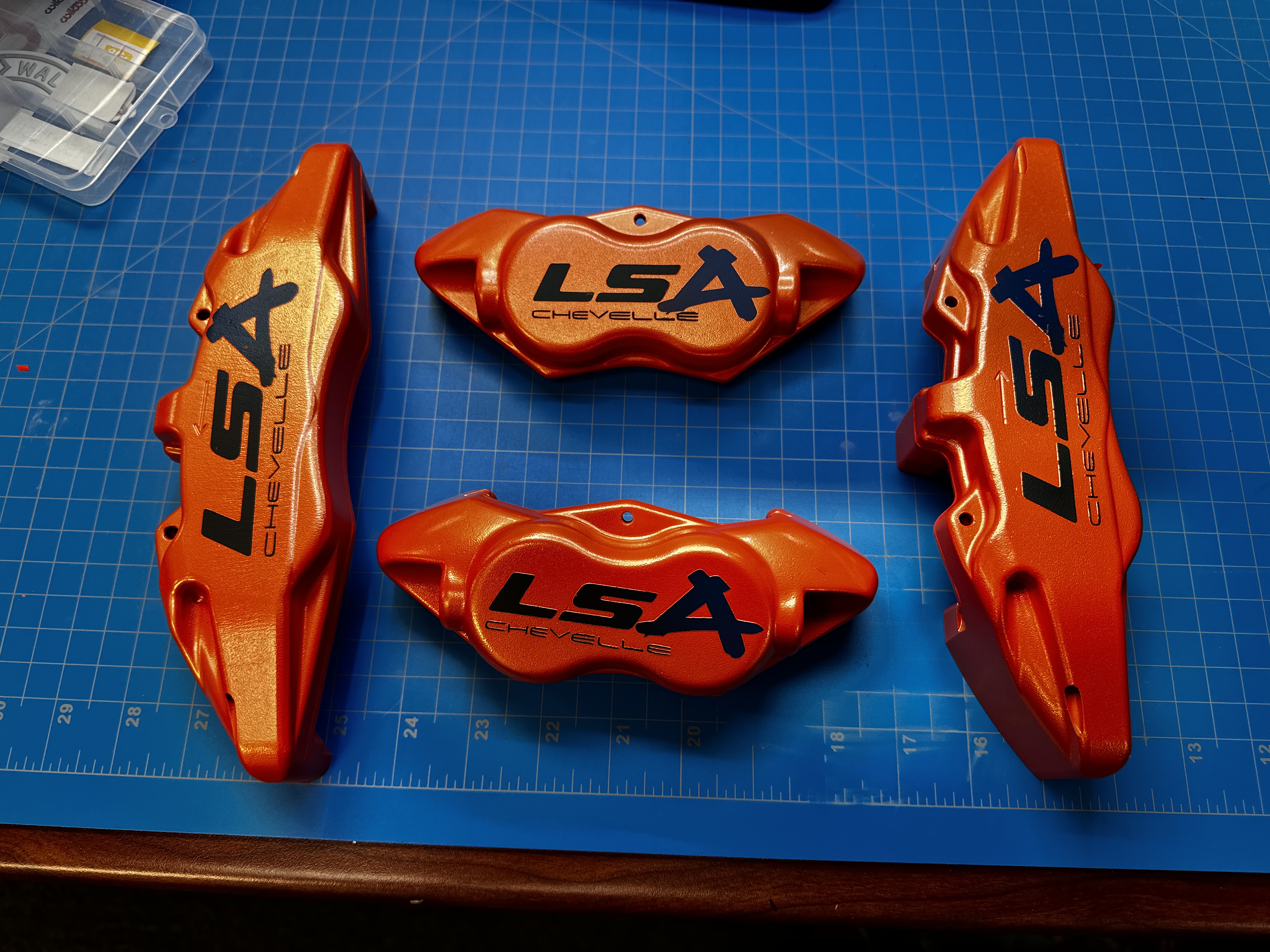 Brake calipers finished in Cerakote with laser engraving